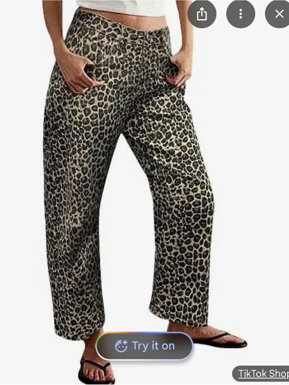 Flamingals Cheetah Leopard Barrel Pants Zip Button Closure Size Small NWOT - Picture 1 of 8